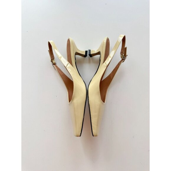L'INTERVALLE Kowloon Light Yellow Patent Square Toe Slingback Heels, Size 36 - Picture 11 of 15
